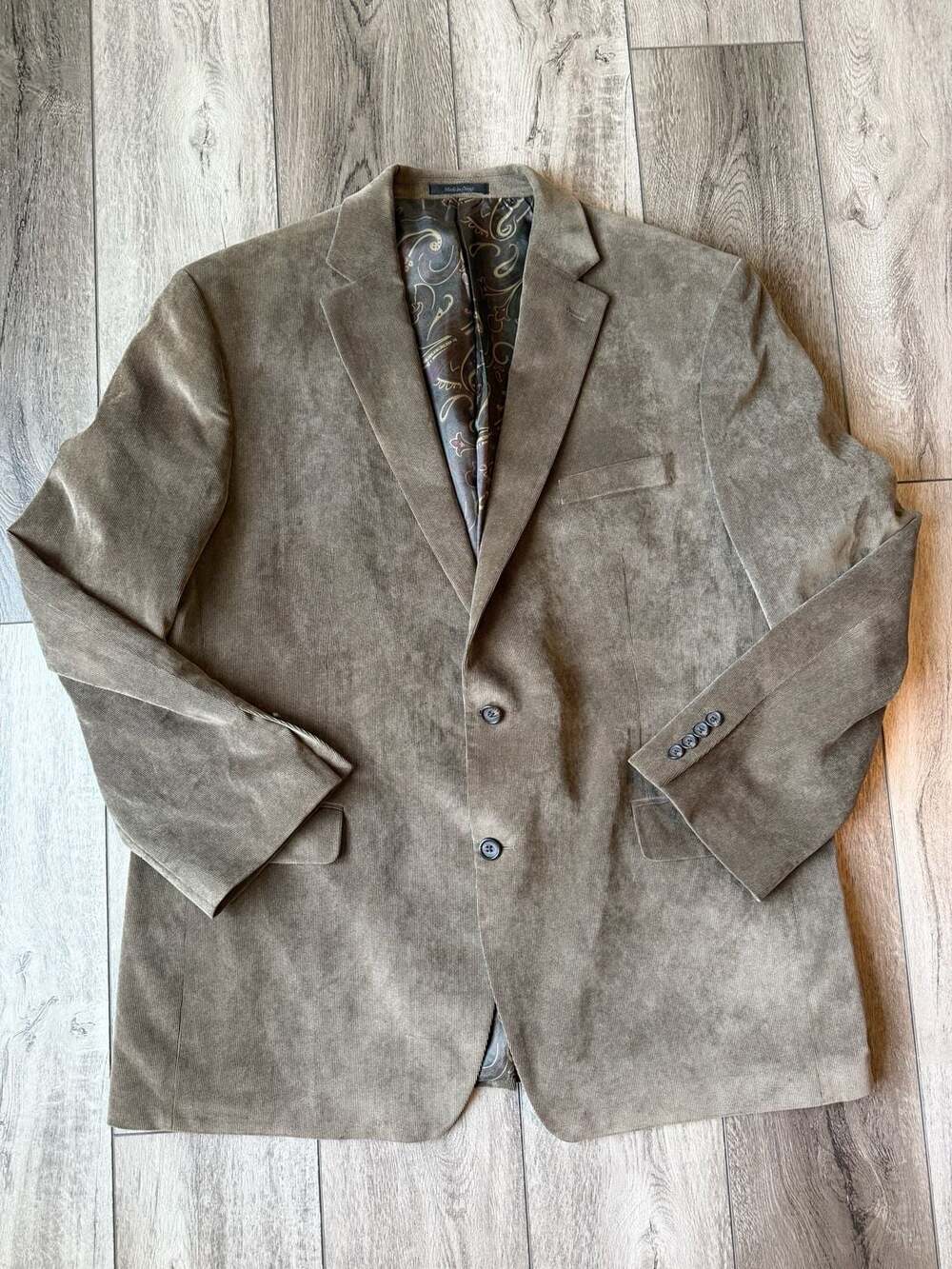 Lauren Ralph Lauren Brown Corduroy Sport Coat Blazer Jacket Paisley Lined 48L